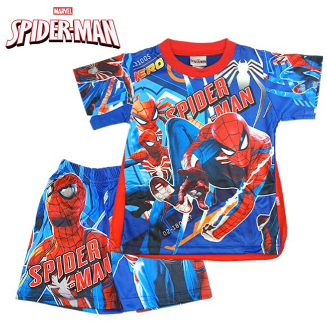 정품 마블 스파이더맨 옷 망토 아동 반팔 반바지 상하복