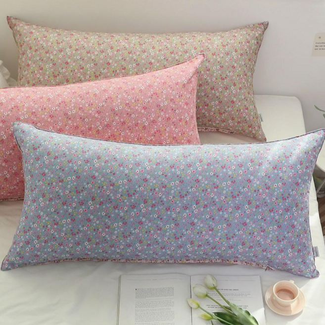 쉐리잔꽃 바디필로우 등쿠션 긴 베개 롱쿠션 대쿠션 일자형 (솜포함), 카키