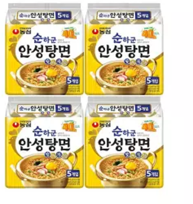 농심 순하군 안성탕면 125g 5입 4개, 20개