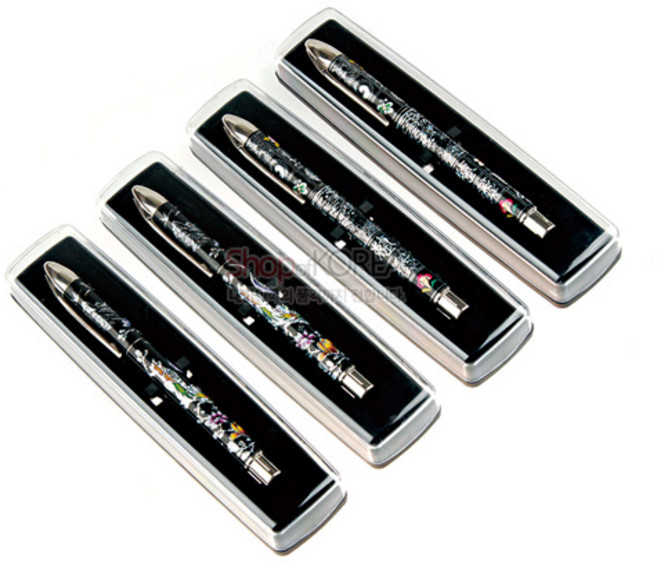 자개문양 전통 볼펜 4종 세트 학 디자인 한국 기념품 문구 선물용