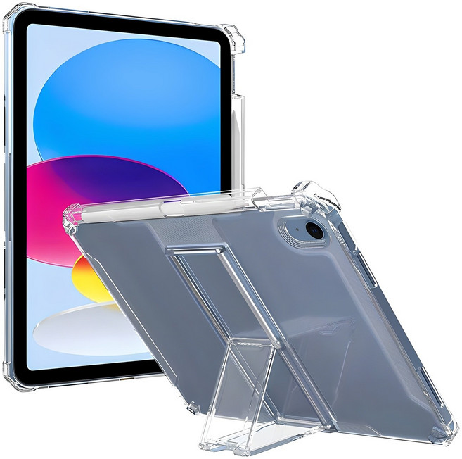 아이패드 에어 투명 거치대 케이스 10.9 인치 4세대 5세대 클리어 범퍼 형 심플 젤리 TPU 커버 스마트 태블릿, R99792Q(투명 10.9인치, 1개