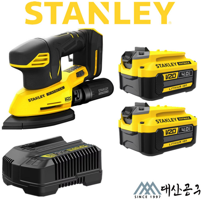 스탠리 디테일 샌더 SCS221M2 충전 20V 4.0Ah 배터리 2개 전용샌딩페이퍼 포함, 1세트