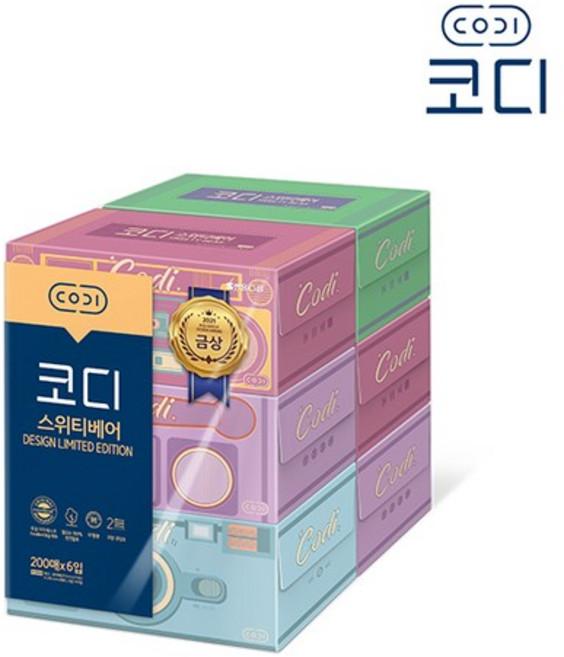 스위티베어 미용티슈 200매 6입1팩, 없음