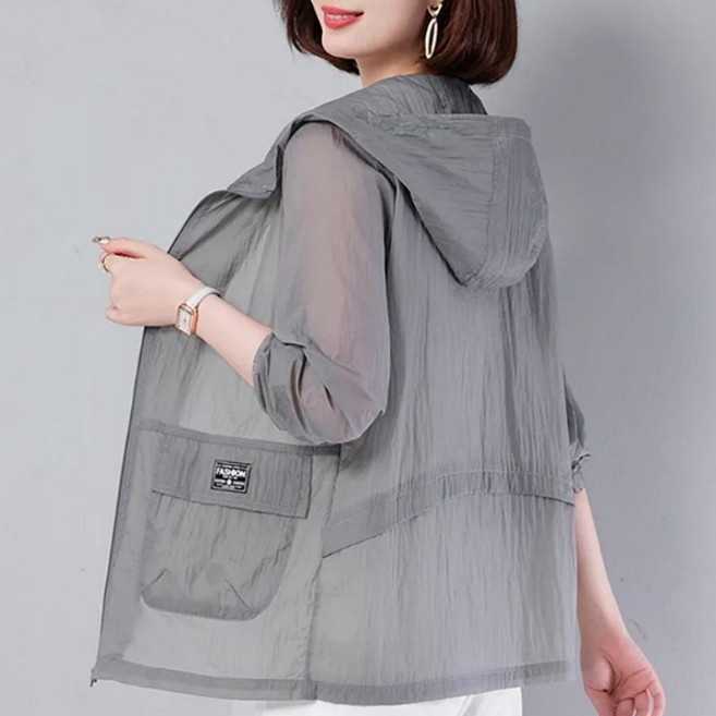 Makone 여성 경량 후드 자켓 자외선차단웨어 데일리 얇은 바람막이 점퍼