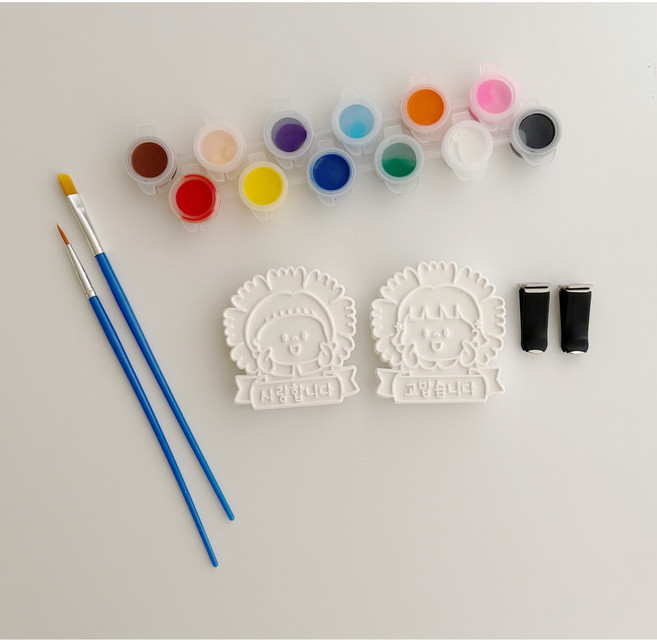 카네이션 석고방향제 DIY키트 색칠놀이, 12종물감, 남.여 2개 세트