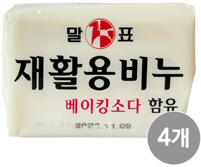 천광 말표 재활용비누 베이킹소다 함유, 400g, 4개