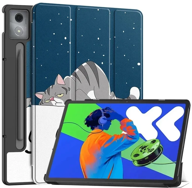 Xiaoxin Pad Pro 12.7 2025 Lenovo 커버 펀다 용 삼중 접이식 스탠드 스마트 태블릿 케이스, 01 Xiaoxin Pro12.7 2025, 09 LM