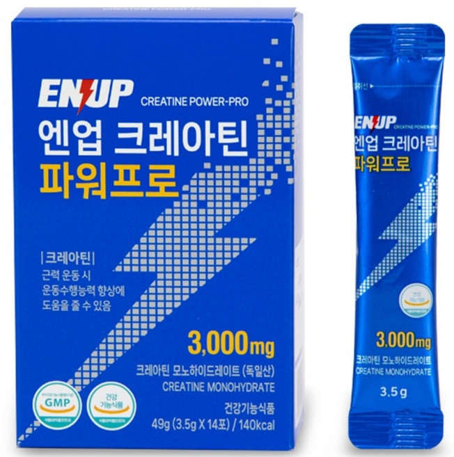 독일산 프리미엄 모노하이드레이트 엔업 크레아틴 파워프로(3.5gx14포) 바로먹는 1회용 스틱포장 식약처인정 건강기능식품 1박스, 49g, 1개