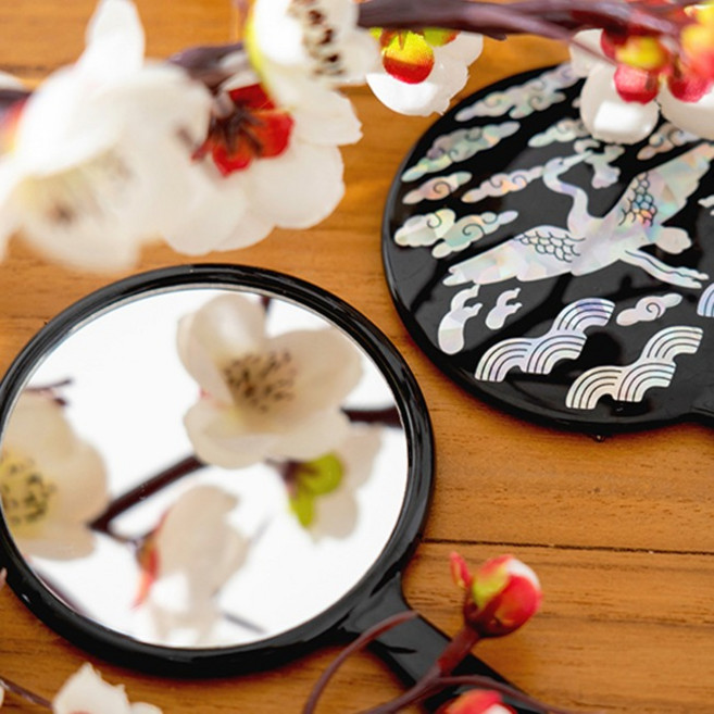 HW 전통 자개 스티커 화장 거울 꾸미기 (2종택1), 나비