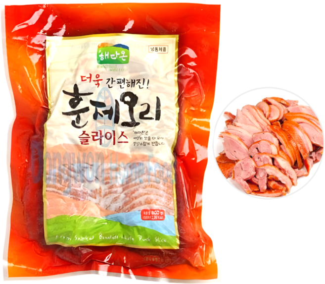 해다온 훈제오리 통오리 슬라이스 업소용 냉동 4kg (800g x 5팩)