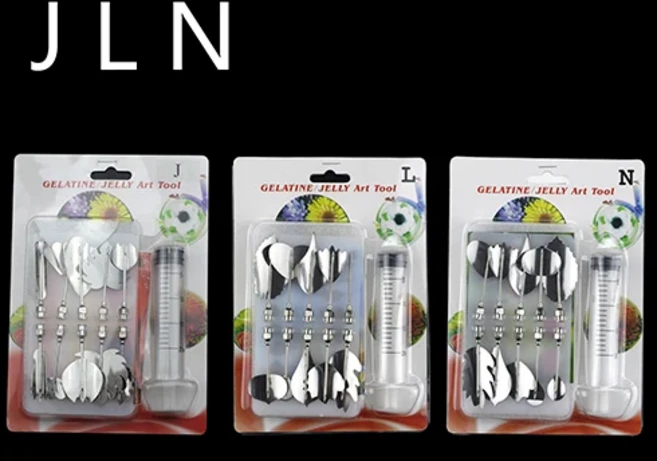 베이킹 케이크 도구 3D 젤라틴 젤리 아트 푸딩 꽃 장식 바늘 스테인레스 스틸 노즐 주사기, 06 JLN