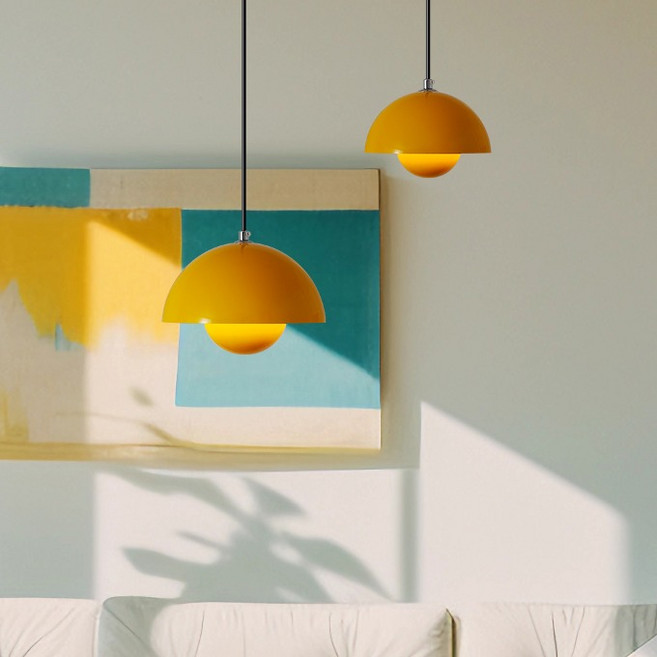 공간조명 무이 1등 펜던트 노르딕 디자인 소 사이즈 23cm 주방등, 베이지레드, LED 벌브 8W 노란불, LED 벌브 8W [노란불]