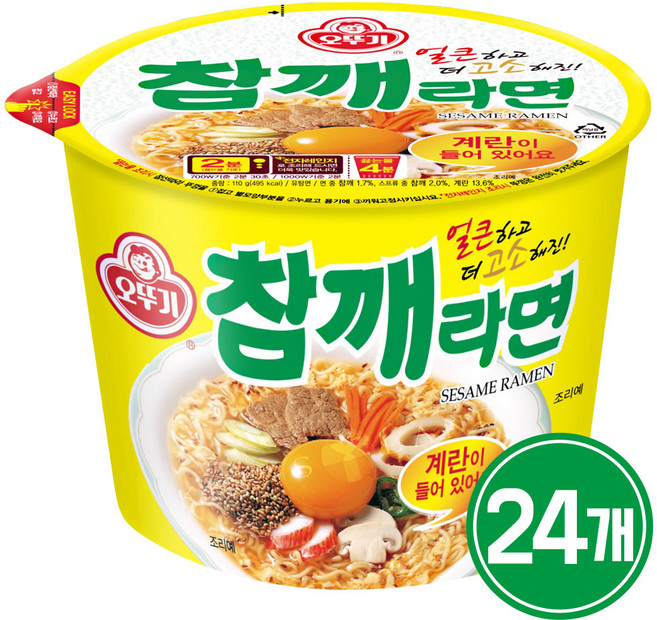 오뚜기 참깨라면 용기 110g, 24개