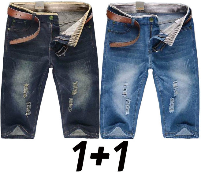 2P/1+1 남성 여름용 데님 5부팬츠 데일리 빅사이즈 28-38 편한 트렌드 데님팬츠 반바지