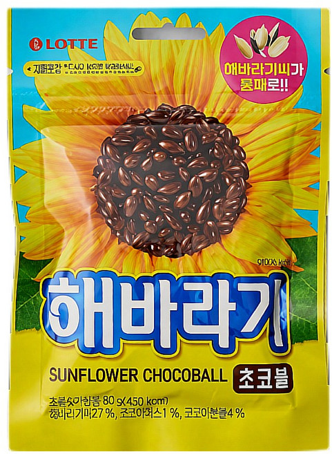 롯데웰푸드 해바라기 초코볼, 80g, 4개