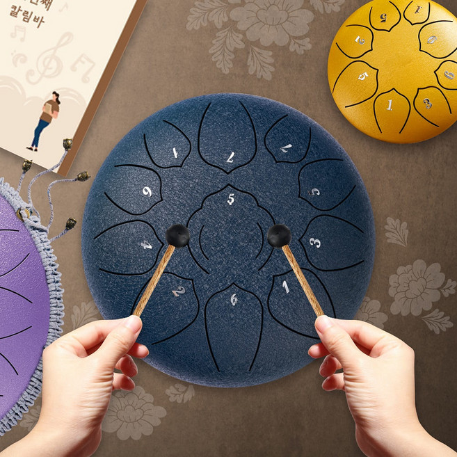 악보집 제공 스틸 텅드럼 8키 11키 15키 핸드팬 탱크 행팬 행드럼, 검정, 1개