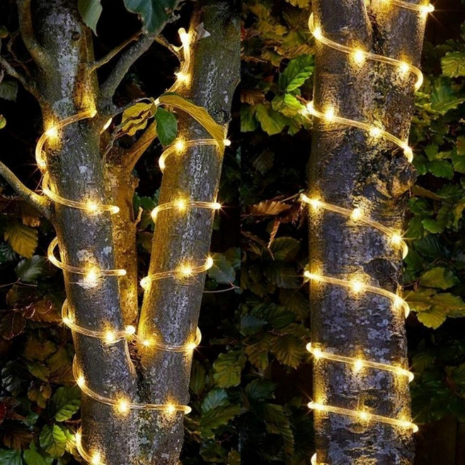 태양광 줄조명 크리스마스 트리 전구 호스등, 200구(22m)_전구색, 200구(22m) 전구색