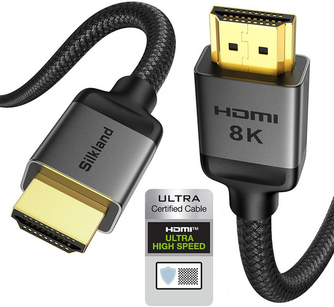실크랜드 hdmi 2.1 인증 케이블 8K 48Gbps 초고속 모니터케이블, 1m, 1개