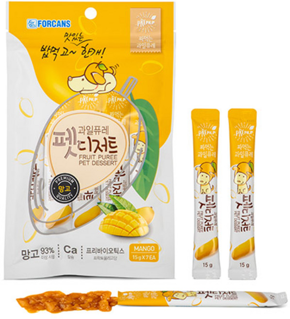 포켄스 강아지 디저트 과일퓨레 4종 + 뉴트리포즈 영양갱 1포 증정, 1개, 망고츄르
