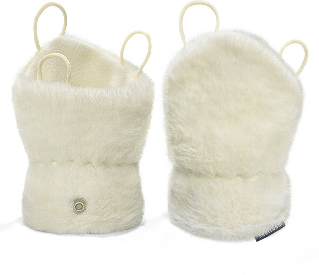 스컬독 겨울 골프 손등토시 양손세트 분실방지 핸드워머 페이크 퍼 벨보아 손등덮개 겨울장갑, 1세트, 크림