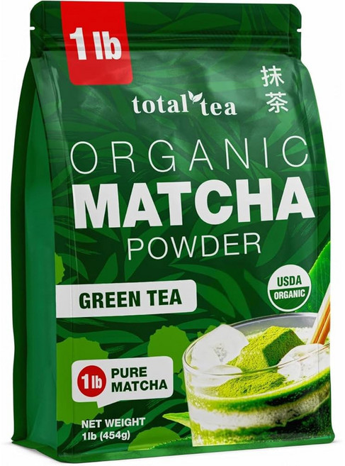 말차 녹차 분말 (1파운드) u2013 라떼 차 스무디를 위한 USDA 논-Gmo, 1