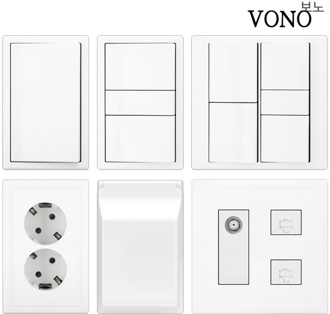 베코 보노스위치 전등 유럽형 융스타일 무로고 스위치, 1개, 12 2개용 5구