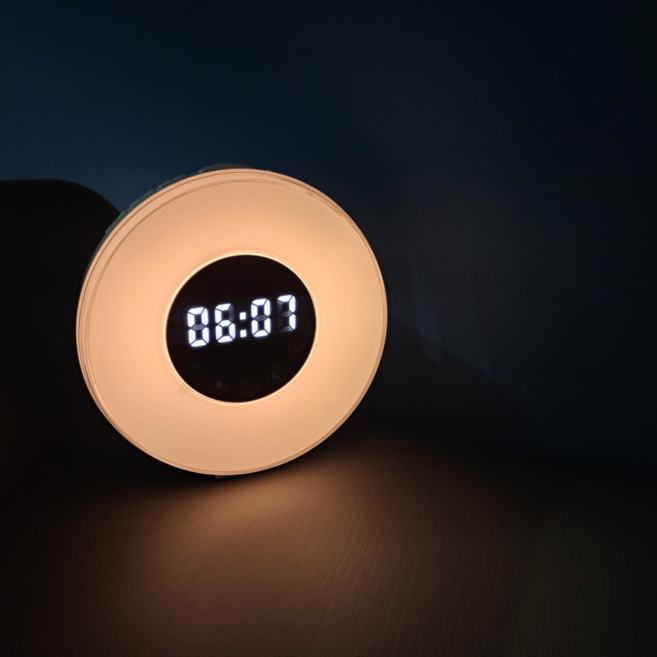 알람시계 조명 탁상 디지털 무소음 LED 무드등 썬슬립, 화이트