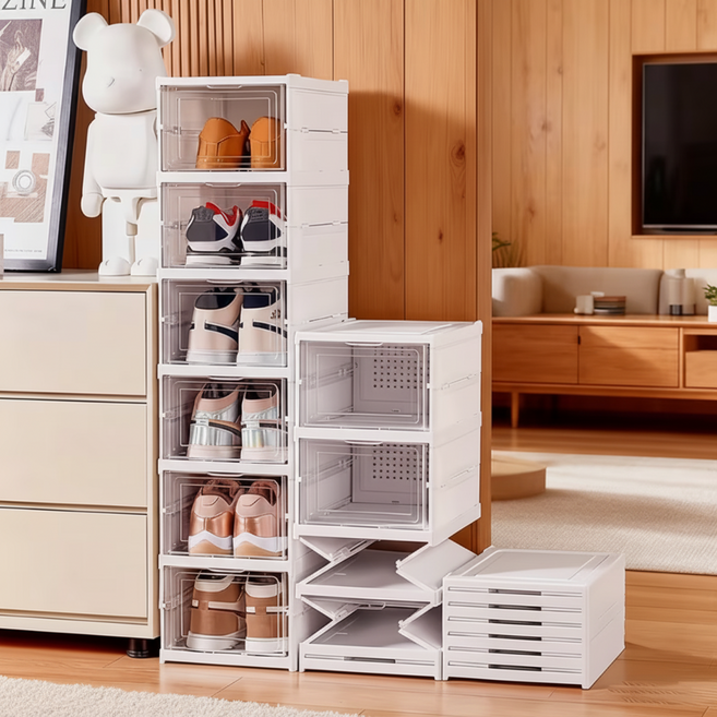 셀럽 폴딩형 접이식 간편 현관 심플 깔끔 신발장 정리 수납장, 화이트, 1개