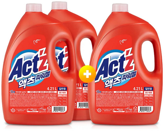 액츠 파워젤 세탁세제 4.21Lx2+1개 드럼용, 4.21L