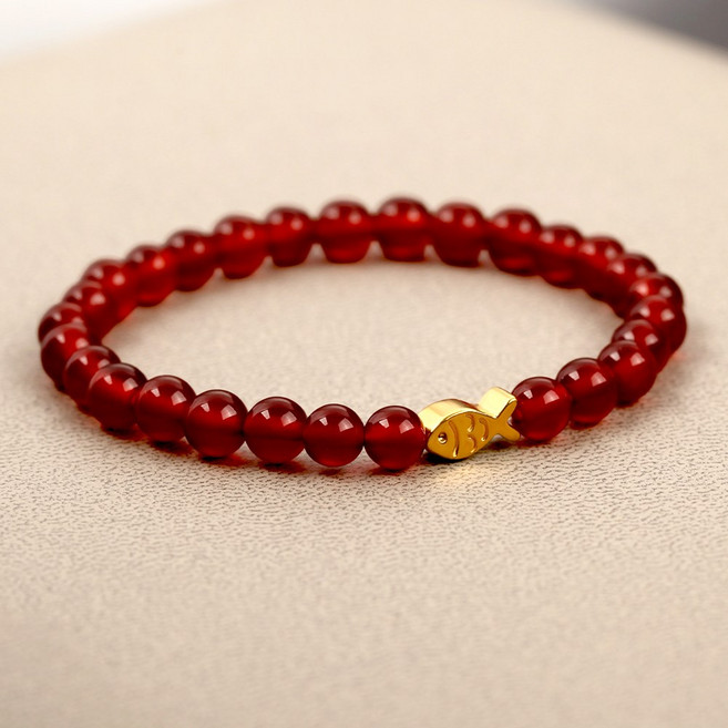 [러브넛] 24K골드 순금 럭키 피쉬 행운 재물은 건강 천연 원석 팔찌 2컬러 택1