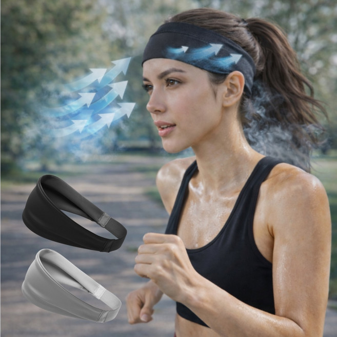 [MYDELLA] 통기성 기능성 땀흡수 스포츠 등산 운동 테니스 러닝 헤어밴드, 1개, 그레이