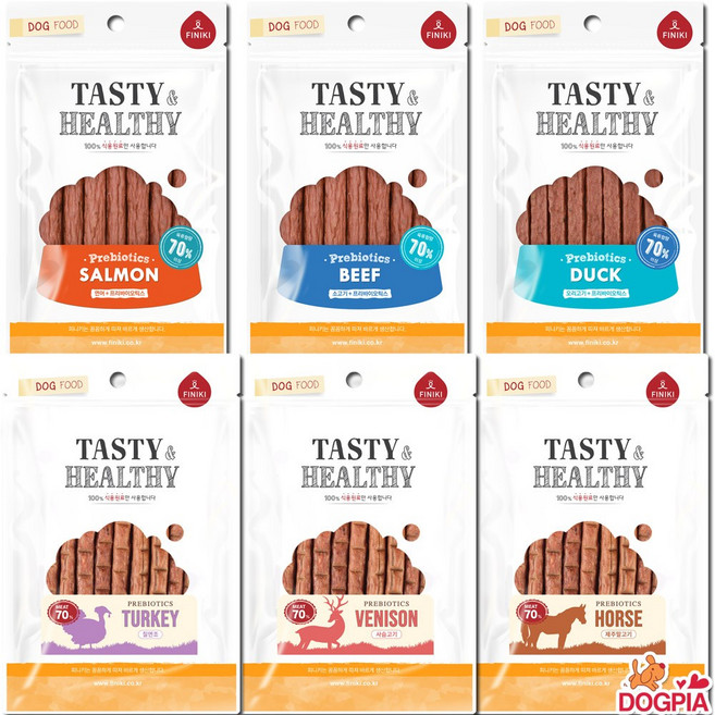 피니키 - 강아지간식 프리바이오틱스 져키, 1개, 510g, 6종 혼합셋트