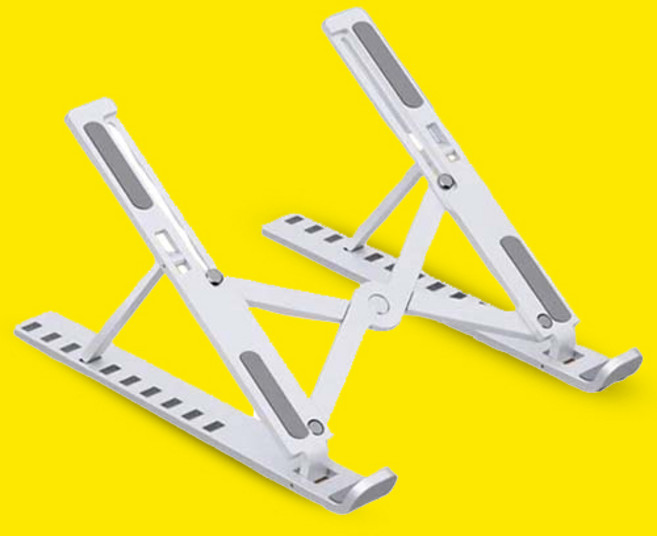 어뮤즈하우스 프리미엄 초경량 접이식 강화 ABS 노트북 거치대 + 파우치, 화이트, 1개