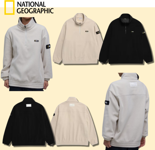 국내 정품 | 내셔널지오그래픽 남녀 가을겨울용 하이넥 반집업 후리스 점퍼 | 남여공용 하이넥 플리스 아노락 반집업 점퍼