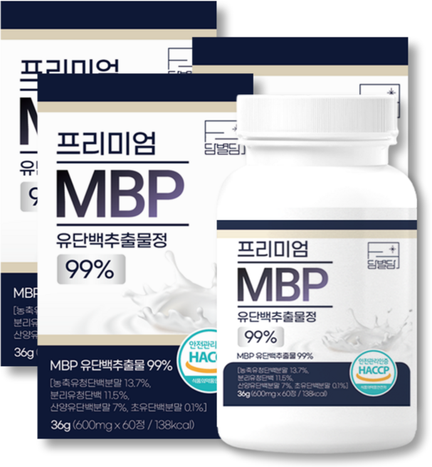 MBP 유단백추출물 엠비피 99% 산양유 콘드로이친 1200 무부형제 HACCP 식약청인증, 3개, 60정