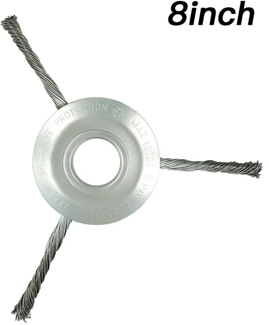 LUSQI 스틸 와이어 잔디 트리머 헤드 강화 범용 잡초 브러시 스트레이트 샤프트 브러시 커터 이끼 녹 제거, 01 빠른, 02 8inch