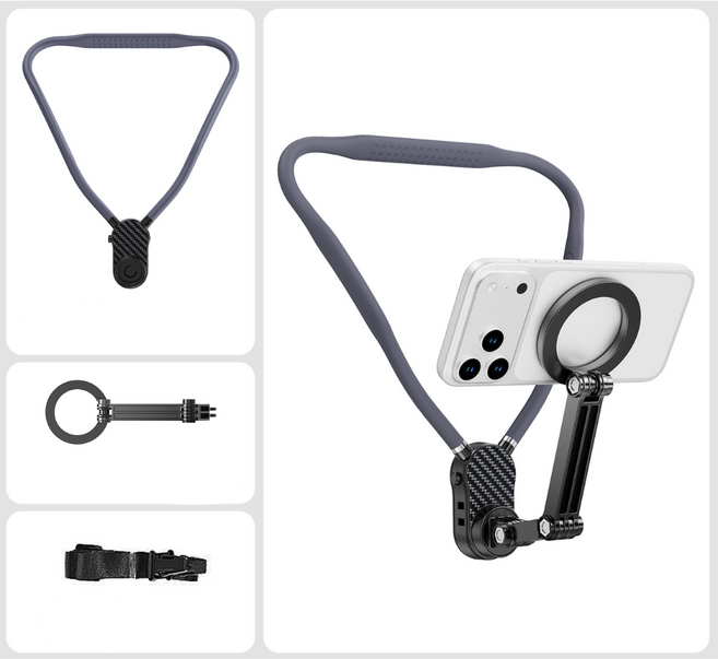 가제만 맥세이프 휴대폰 목걸이 거치대 스마트폰 넥마운트 마그네틱 아이폰, 1개, 그레이, H1