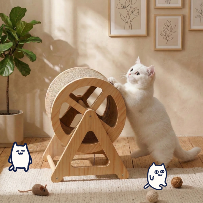 드리피 무한회전 물레방아 롤링 스크래쳐 고양이 장난감 캣휠, 1개, 혼합색상