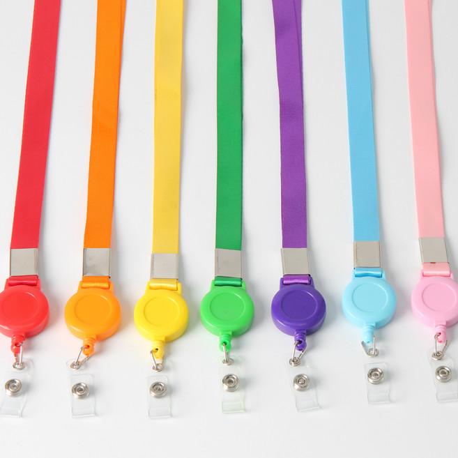 릴홀더목걸이줄 사원증명찰 학생증 카드케이스결합 길이조절, 레드