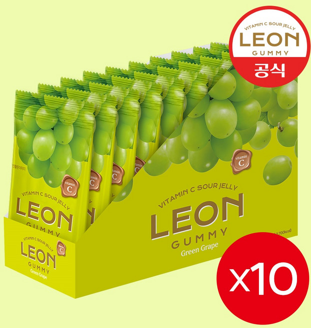 레옹 비달 사우어 비타민C 청포도 젤리, 10개, 50g