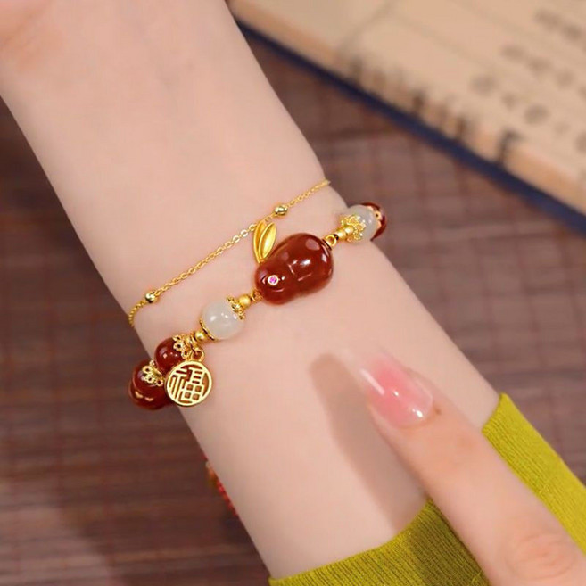 藍翡翠串珠手鏈 復古國風設計 可調節手鍊 15cm+5cm