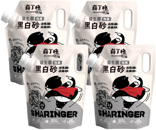 薛丁格 益生菌除臭豆腐砂 2.5kg 貓咪專用豆腐砂 長條型/破碎型/豆腐木薯砂, 4個, 限宅配 無香味 黑白砂活性碳豆腐砂, 原味