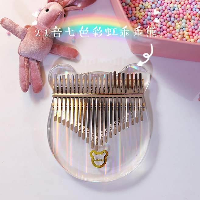 HYR 고급형칼림바 고급형 칼림바 플레이트칼림바, 21 톤 크리스탈 7 색 무지개 사랑 곰 선물, 1개