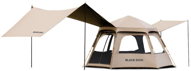 BLACKDOG 치윈 5겹 150D 옥스포드 자동 휴대용 육각형 텐트 CBD2550WS064, 카키, 6-8 명