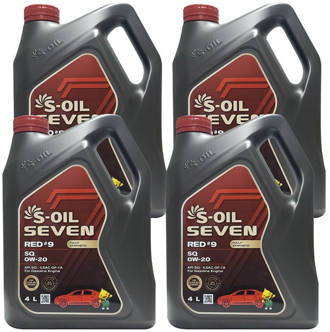 에스오일 세븐 레드 9 SQ 0W20 4L x 4개 1박스 16L 가솔린 LPG 전용 100% 합성 엔진오일 (SQ 업그레이드 신제품)