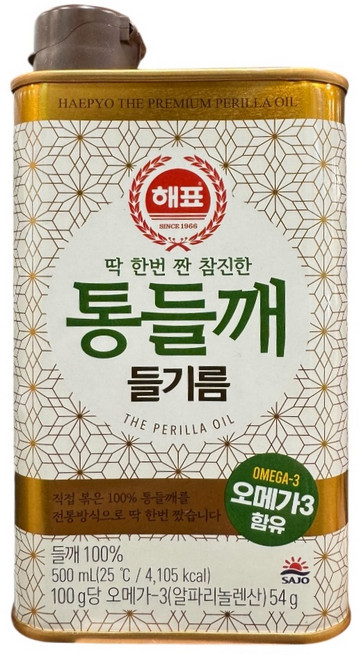 해표 통들깨 들기름 500ML, 1개