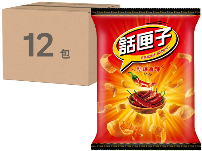 波卡 玉米片 勁爆香辣, 52g, 12包