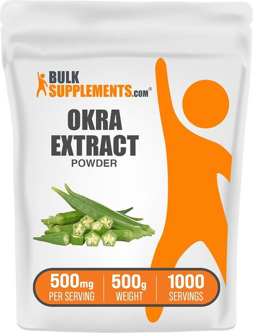 BulkSupplements. com Okra 추출물 파우더 - 오크라 보충제 섬유질 공급원 허브 보충제 비건 및 글루텐 프리 1회 제공량당 500mg 500g (1.1, 1.1 Pound (Pack of 1), 1개