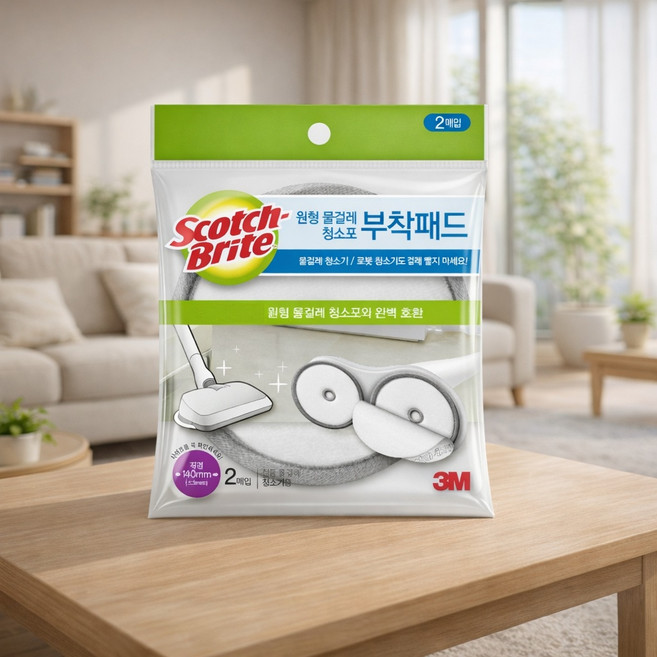 3M 원형 물걸레 청소포 부착패드, 2개