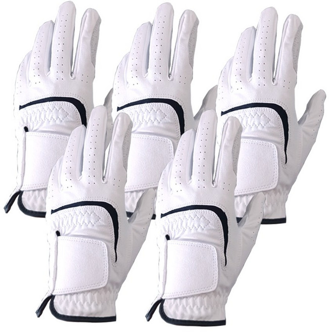 키텐실 무지 반양피 콤비 골프장갑 왼손용 8P, 화이트계열, 5개